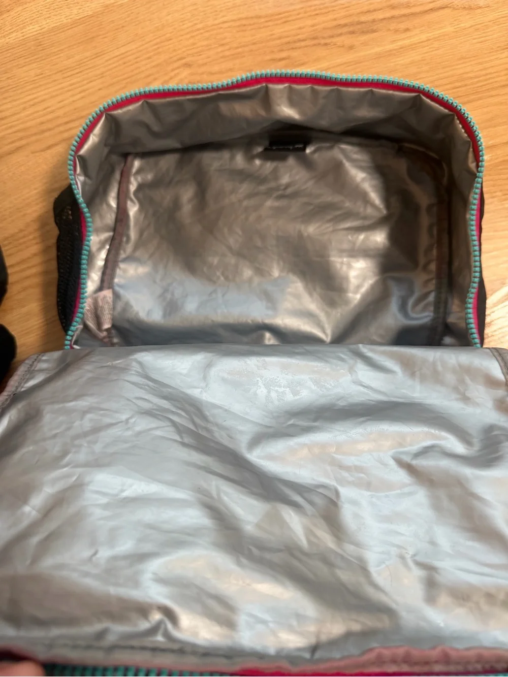 Black Backpack and Lunch Bag Set with Pink & Teal Accents